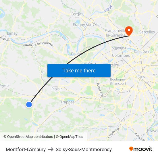 Montfort-L'Amaury to Soisy-Sous-Montmorency map