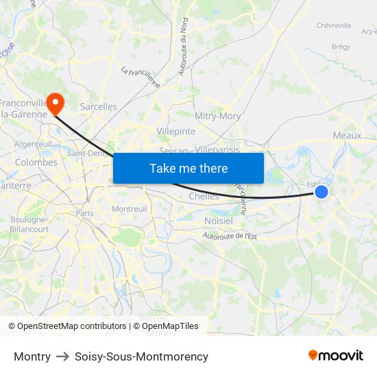 Montry to Soisy-Sous-Montmorency map