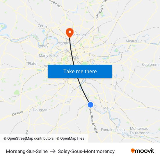 Morsang-Sur-Seine to Soisy-Sous-Montmorency map