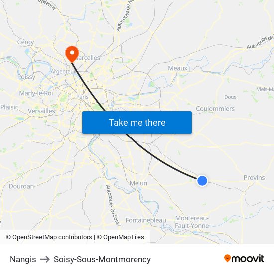 Nangis to Soisy-Sous-Montmorency map