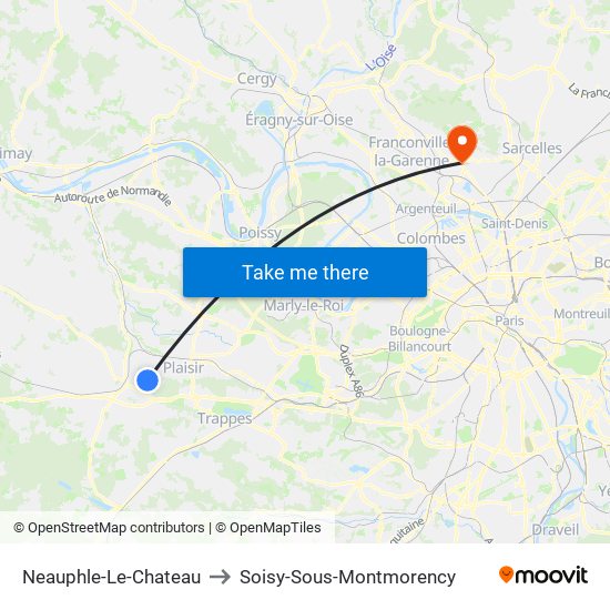 Neauphle-Le-Chateau to Soisy-Sous-Montmorency map