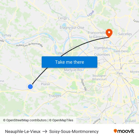 Neauphle-Le-Vieux to Soisy-Sous-Montmorency map