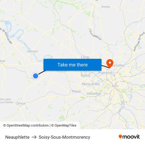 Neauphlette to Soisy-Sous-Montmorency map