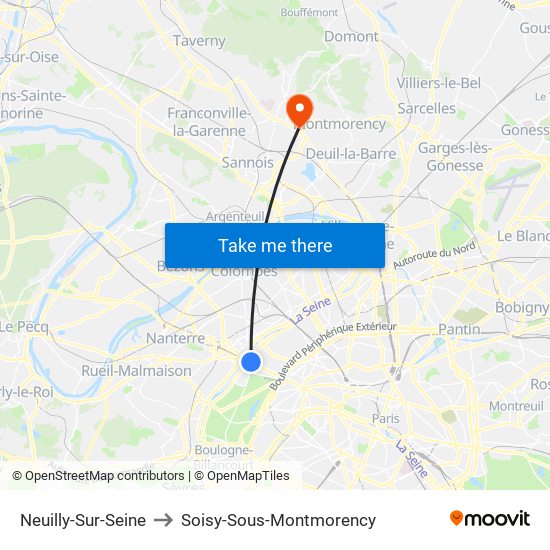 Neuilly-Sur-Seine to Soisy-Sous-Montmorency map