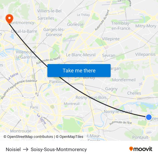 Noisiel to Soisy-Sous-Montmorency map