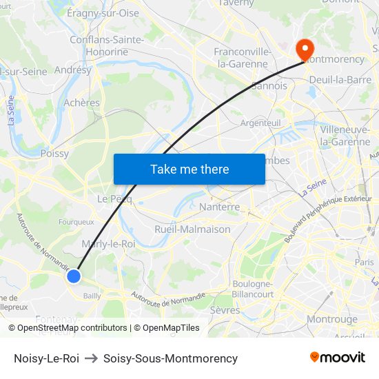 Noisy-Le-Roi to Soisy-Sous-Montmorency map