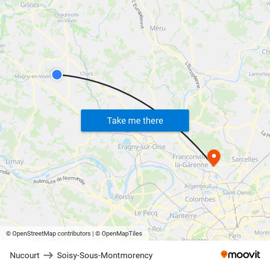 Nucourt to Soisy-Sous-Montmorency map