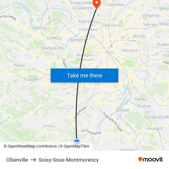 Ollainville to Soisy-Sous-Montmorency map
