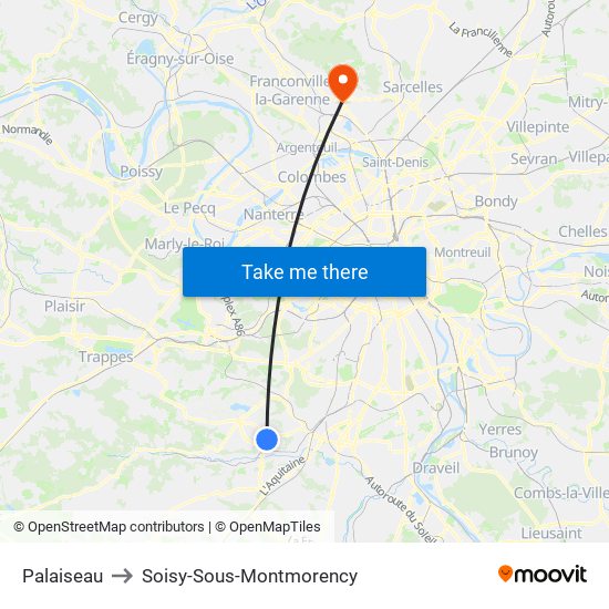 Palaiseau to Soisy-Sous-Montmorency map