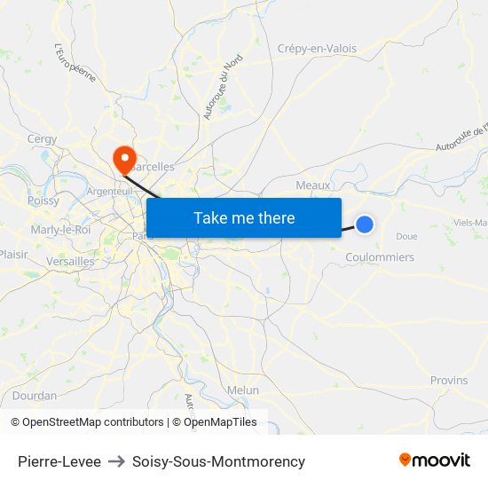 Pierre-Levee to Soisy-Sous-Montmorency map