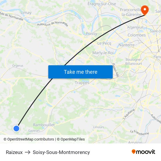 Raizeux to Soisy-Sous-Montmorency map