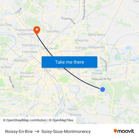 Roissy-En-Brie to Soisy-Sous-Montmorency map