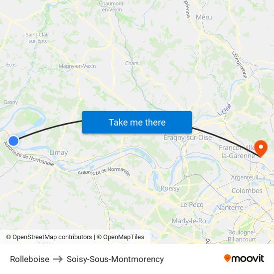 Rolleboise to Soisy-Sous-Montmorency map
