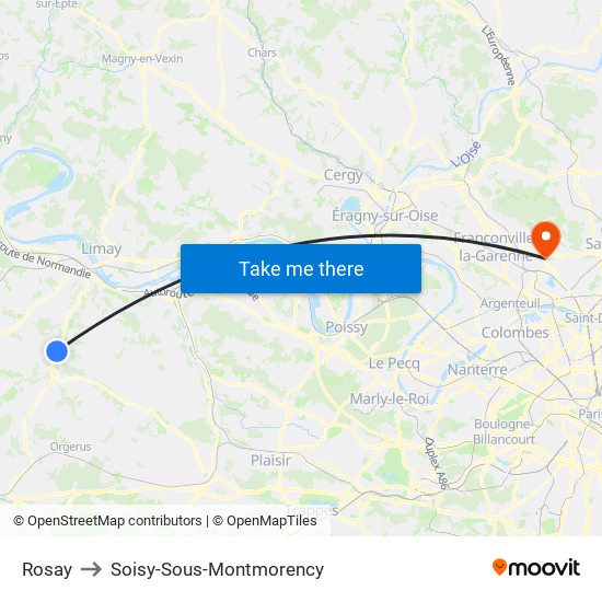 Rosay to Soisy-Sous-Montmorency map