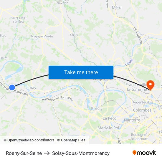 Rosny-Sur-Seine to Soisy-Sous-Montmorency map