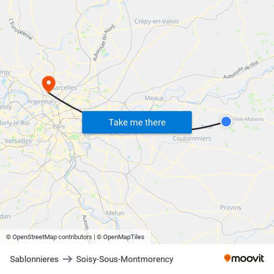 Sablonnieres to Soisy-Sous-Montmorency map