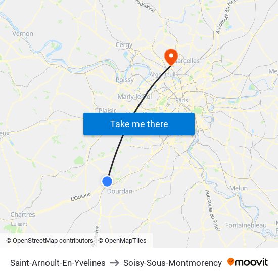 Saint-Arnoult-En-Yvelines to Soisy-Sous-Montmorency map