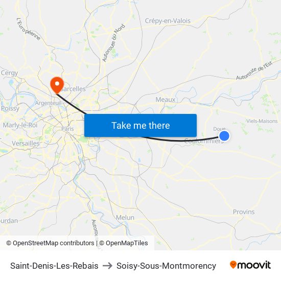 Saint-Denis-Les-Rebais to Soisy-Sous-Montmorency map