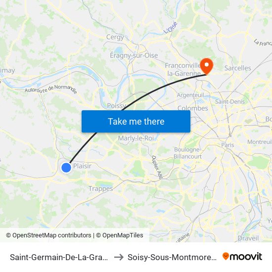 Saint-Germain-De-La-Grange to Soisy-Sous-Montmorency map
