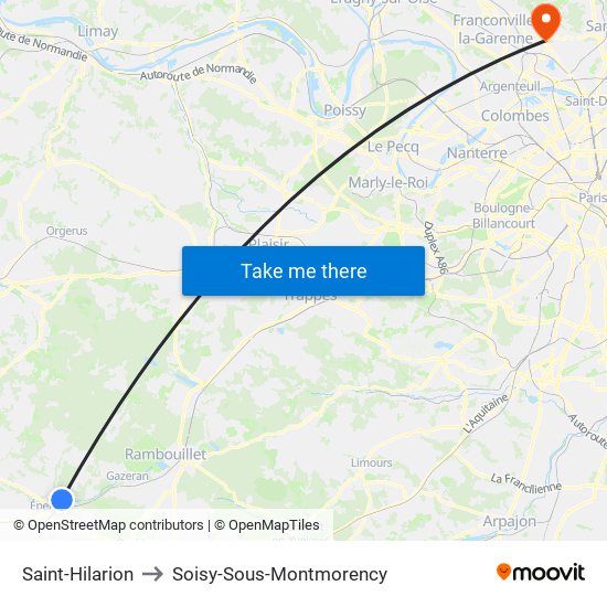 Saint-Hilarion to Soisy-Sous-Montmorency map