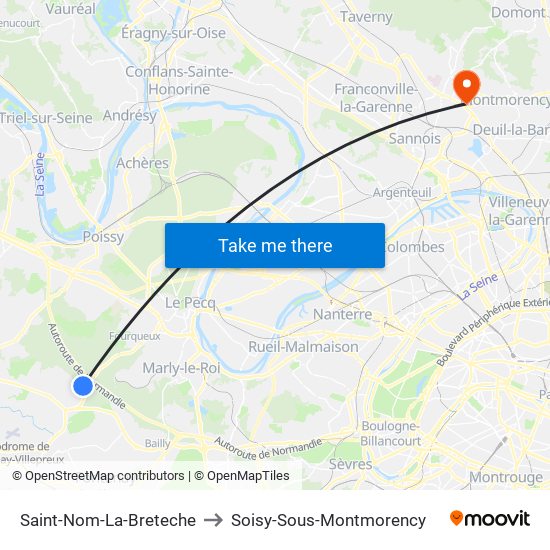 Saint-Nom-La-Breteche to Soisy-Sous-Montmorency map