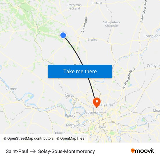 Saint-Paul to Soisy-Sous-Montmorency map
