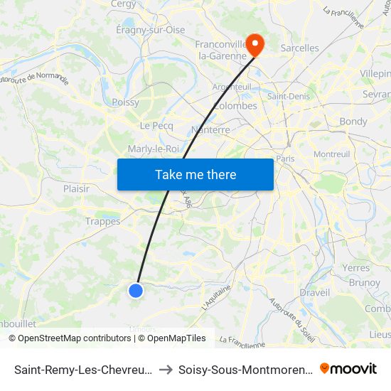 Saint-Remy-Les-Chevreuse to Soisy-Sous-Montmorency map