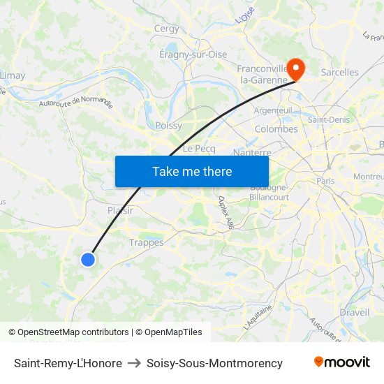 Saint-Remy-L'Honore to Soisy-Sous-Montmorency map
