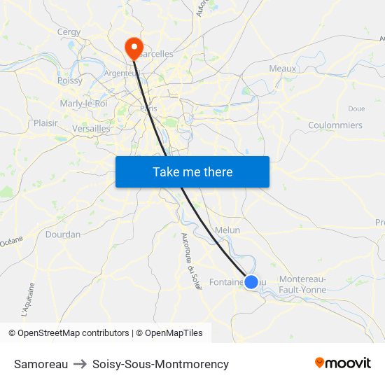 Samoreau to Soisy-Sous-Montmorency map