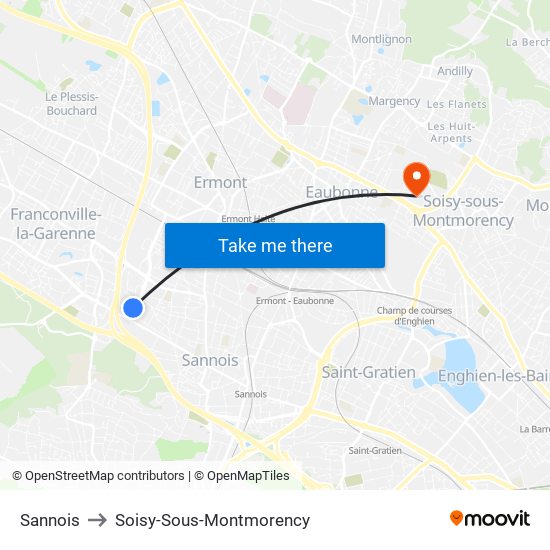 Sannois to Soisy-Sous-Montmorency map