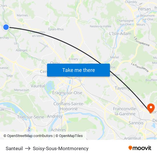 Santeuil to Soisy-Sous-Montmorency map