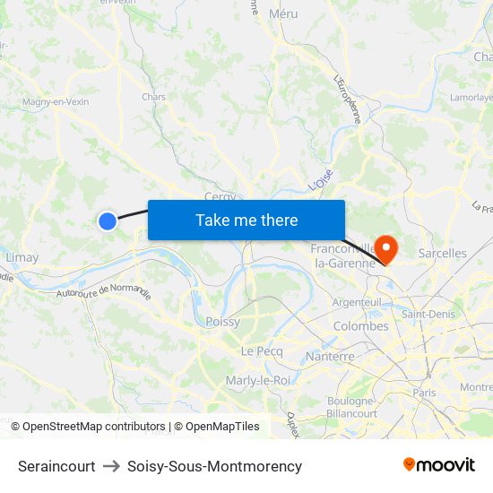 Seraincourt to Soisy-Sous-Montmorency map