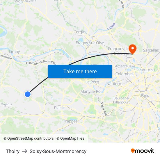 Thoiry to Soisy-Sous-Montmorency map