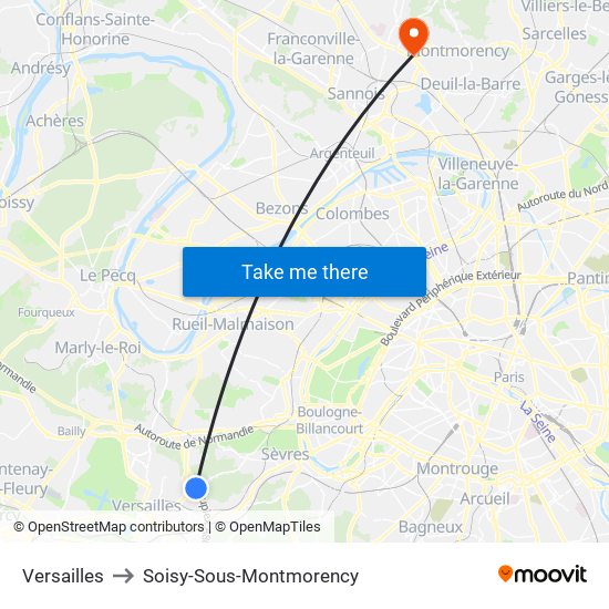Versailles to Soisy-Sous-Montmorency map