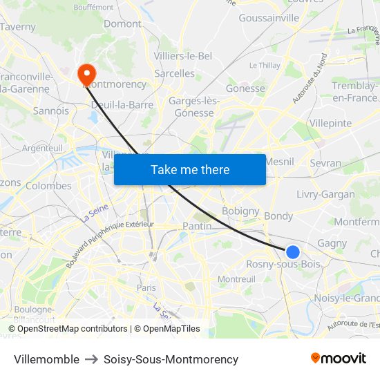 Villemomble to Soisy-Sous-Montmorency map