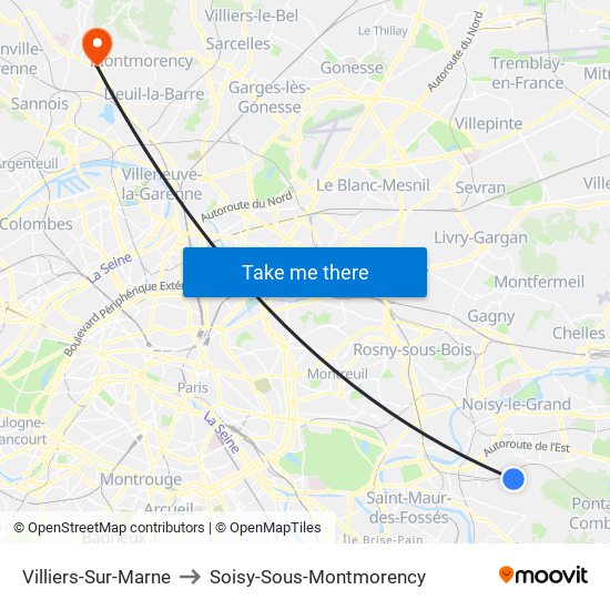 Villiers-Sur-Marne to Soisy-Sous-Montmorency map