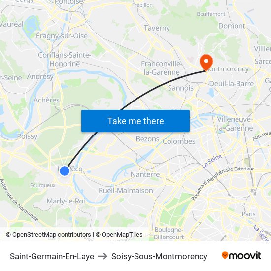 Saint-Germain-En-Laye to Soisy-Sous-Montmorency map