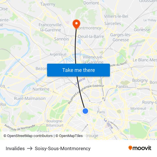 Invalides to Soisy-Sous-Montmorency map