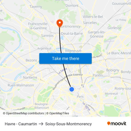 Havre - Caumartin to Soisy-Sous-Montmorency map