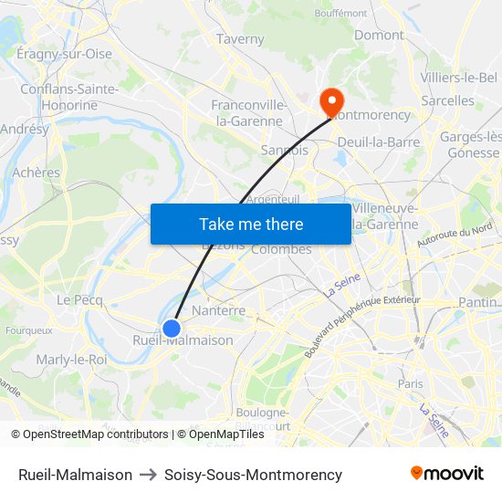 Rueil-Malmaison to Soisy-Sous-Montmorency map