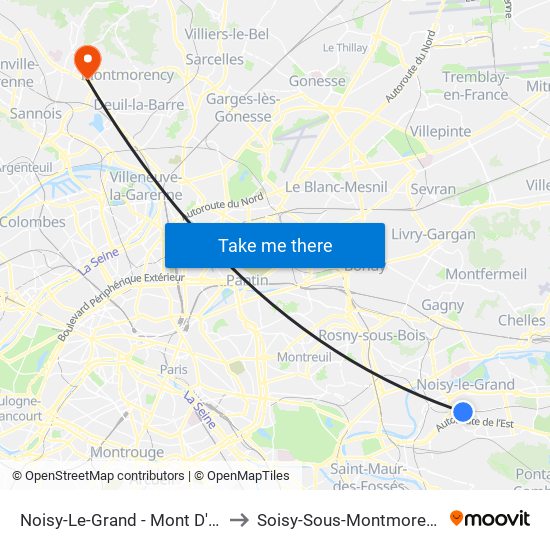 Noisy-Le-Grand - Mont D'Est to Soisy-Sous-Montmorency map