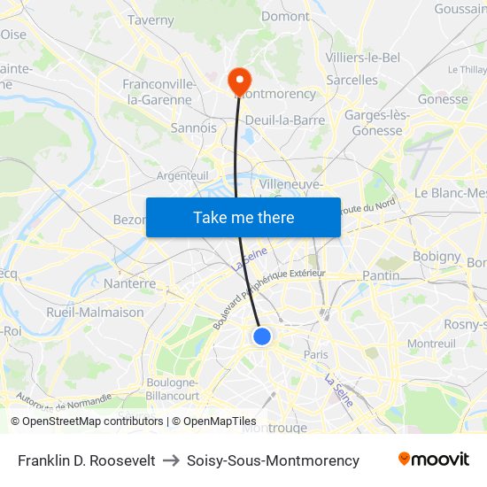 Franklin D. Roosevelt to Soisy-Sous-Montmorency map