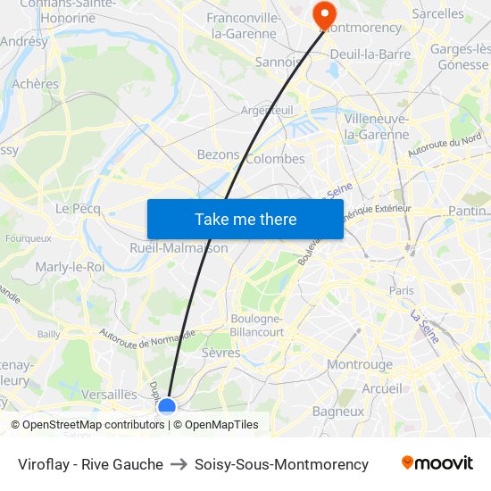 Viroflay - Rive Gauche to Soisy-Sous-Montmorency map