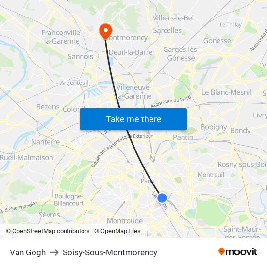 Van Gogh to Soisy-Sous-Montmorency map