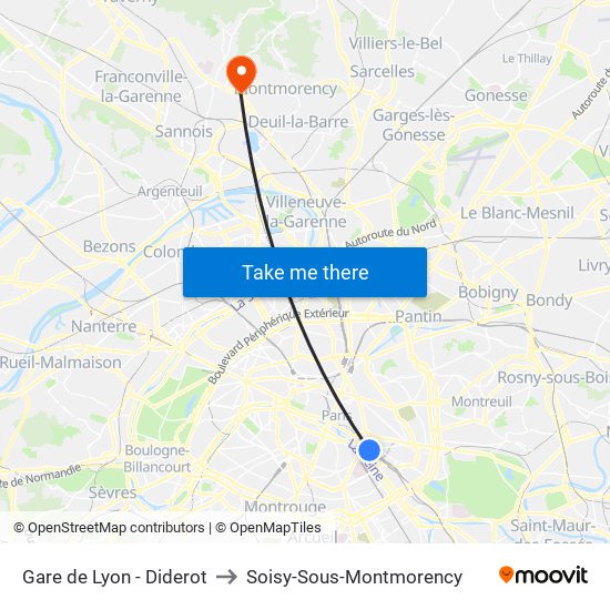 Gare de Lyon - Diderot to Soisy-Sous-Montmorency map