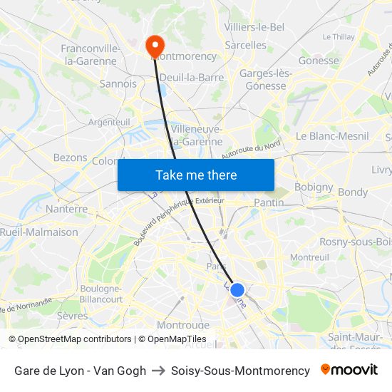 Gare de Lyon - Van Gogh to Soisy-Sous-Montmorency map