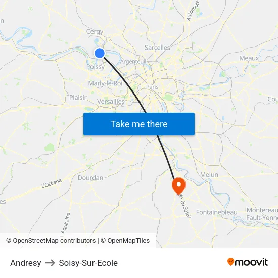 Andresy to Soisy-Sur-Ecole map