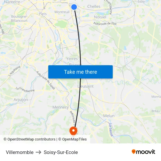 Villemomble to Soisy-Sur-Ecole map