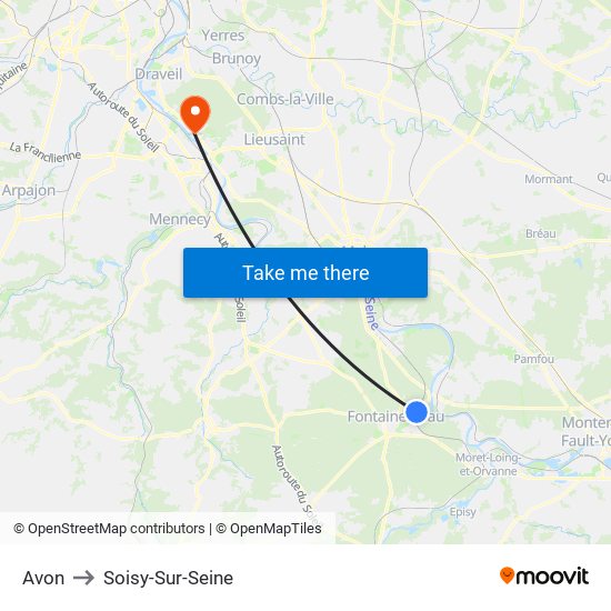 Avon to Soisy-Sur-Seine map