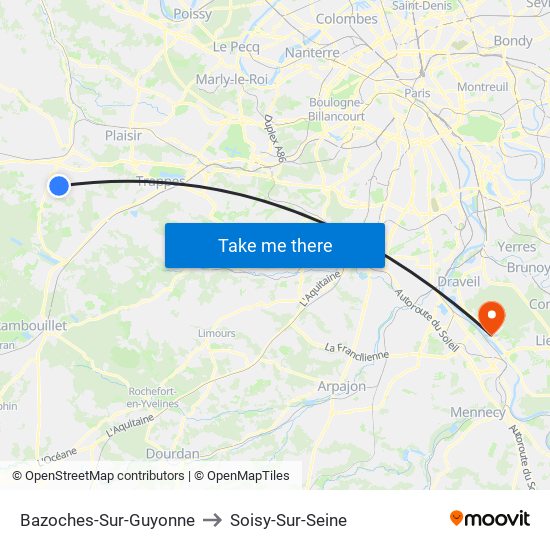 Bazoches-Sur-Guyonne to Soisy-Sur-Seine map